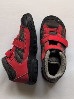 quechua decathlon toddler mid hiking shoes velcro orange gray size 9C